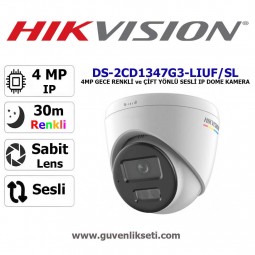 Hikvision DS-2CD1347G3-LIUF/SL 4mp Gece Renkli ve Çift Yönlü Sesli ip Dome Kamera
